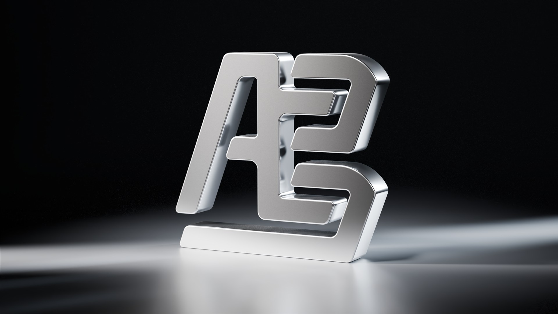 Logo en acero cepillado, render 3D